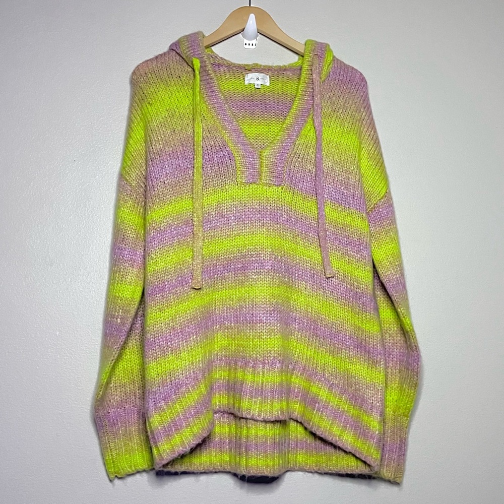 Lou & Grey Ombre Stripe Hoodie Tunic Sweater - Picture 3 of 13